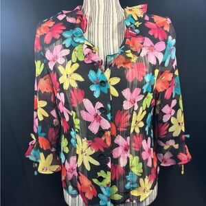 floral bright y2k Miss Dorby sheer cardigan
